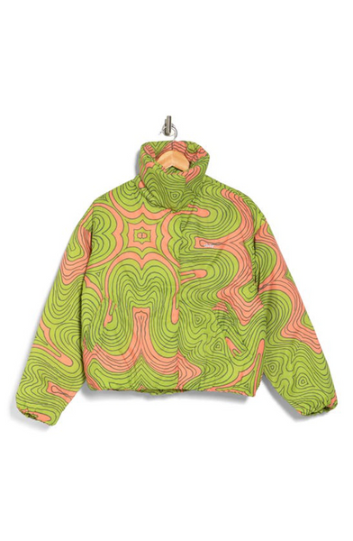 Obey Women's Wavy Amber Puffer Jacket Algae Green Multi 221800396 GMT