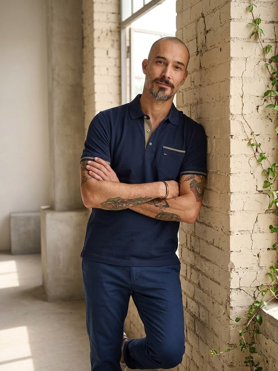 Tommy Hilfiger Men's Kole Short Sleeve Polo Custom Fit T-Shirt Sky Captain 78J4761 410