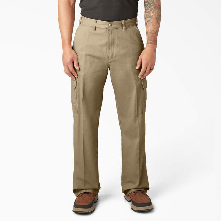 Dickies Mens Loose Fit Cargo Pants Rinsed Khaki 23214RKH