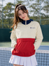 Champion Men's Color Blocked Packable Jacket Athletic Navy/Chalk White/Scarlet J1016 7N