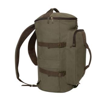 Rothco Convertible Canvas Duffle Backpack 19" Olive Drap/Brown 2515 - APLAZE