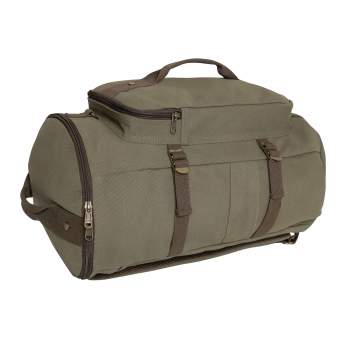 Rothco Convertible Canvas Duffle Backpack 19" Olive Drap/Brown 2515 - APLAZE