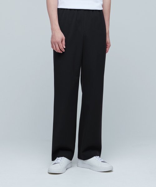 Aplaze Wide Banding Slacks Pants Black Unisex - APLAZE