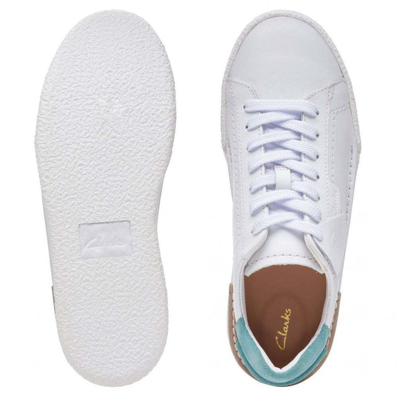 Clarks Women's Craft Cup Lace White/Turquoise 26164240