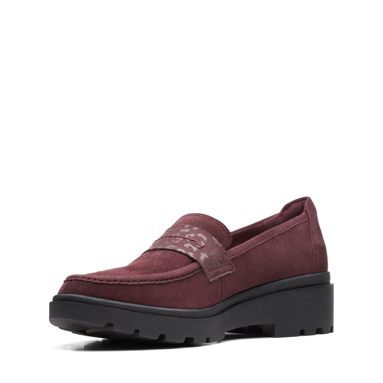 Clarks Women's Calla Ease Burgundy Suede 26169473 - APLAZE