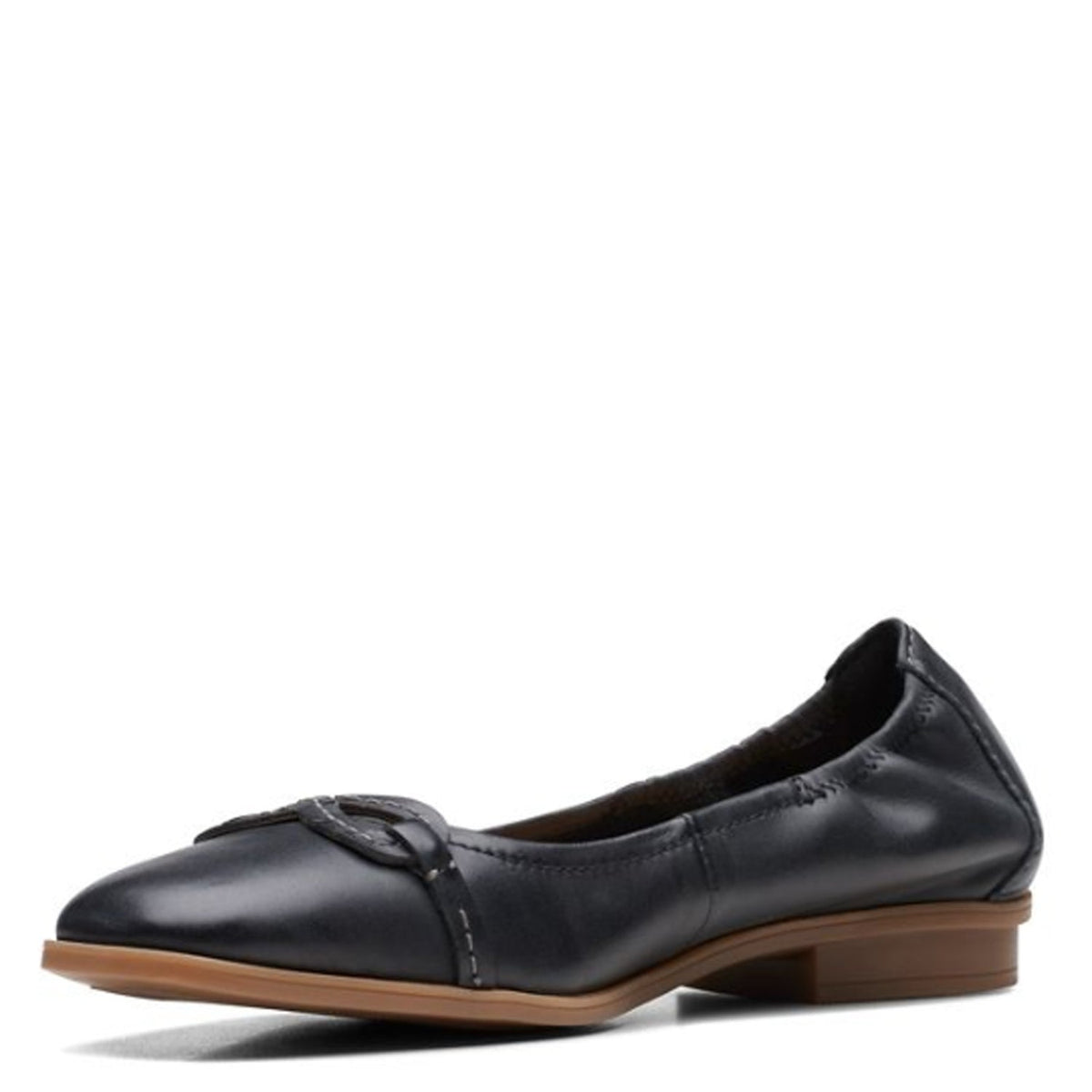 Clarks Women's Lyrical Rhyme Flat Black Leather 26171277 - APLAZE