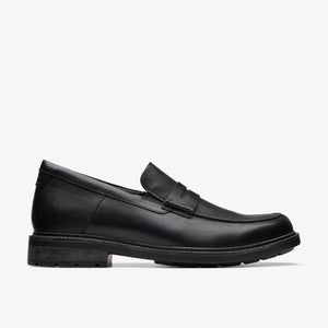 Clarks Men's Un Shire Step Black Leather 26174654 - APLAZE