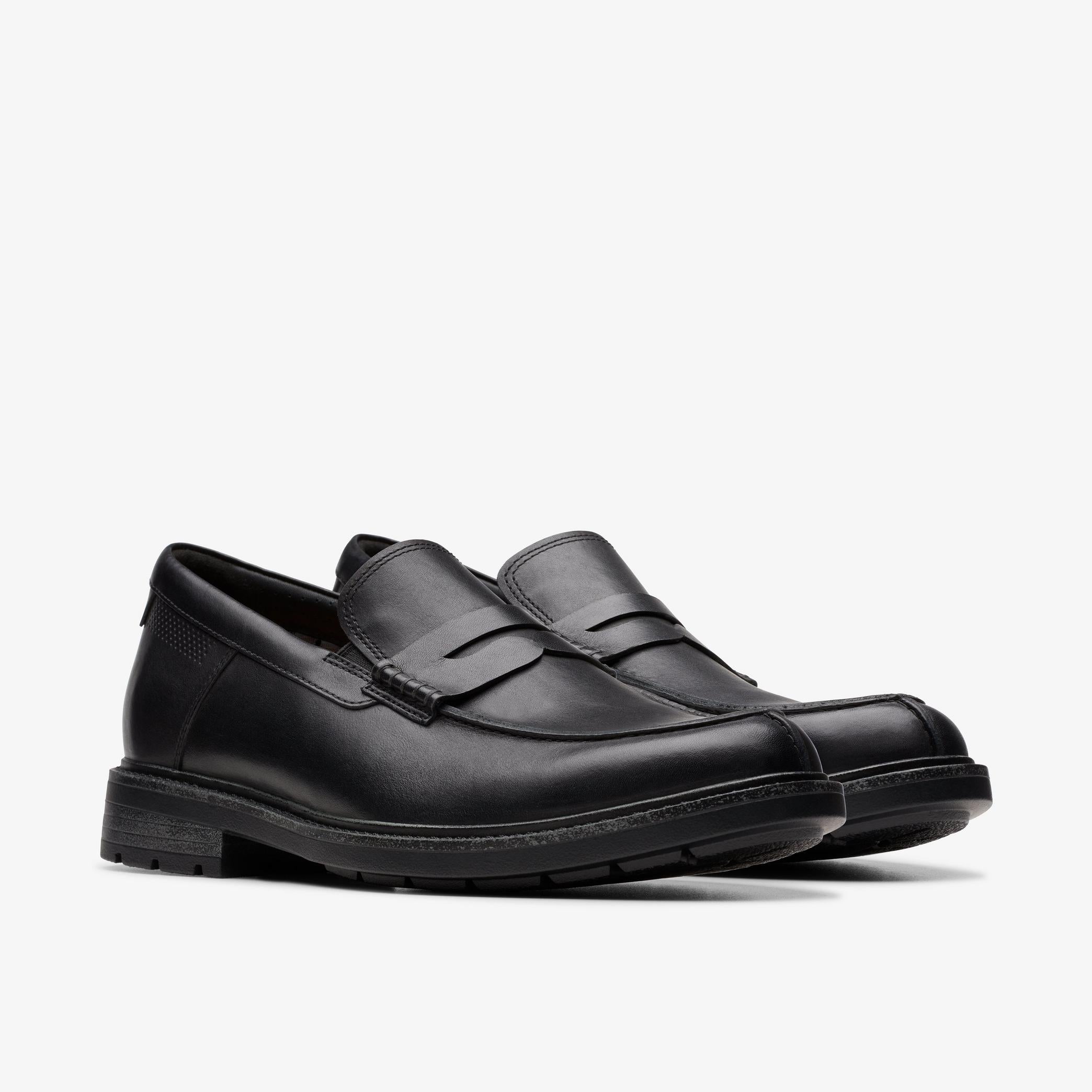 Clarks Men's Un Shire Step Black Leather 26174654 - APLAZE
