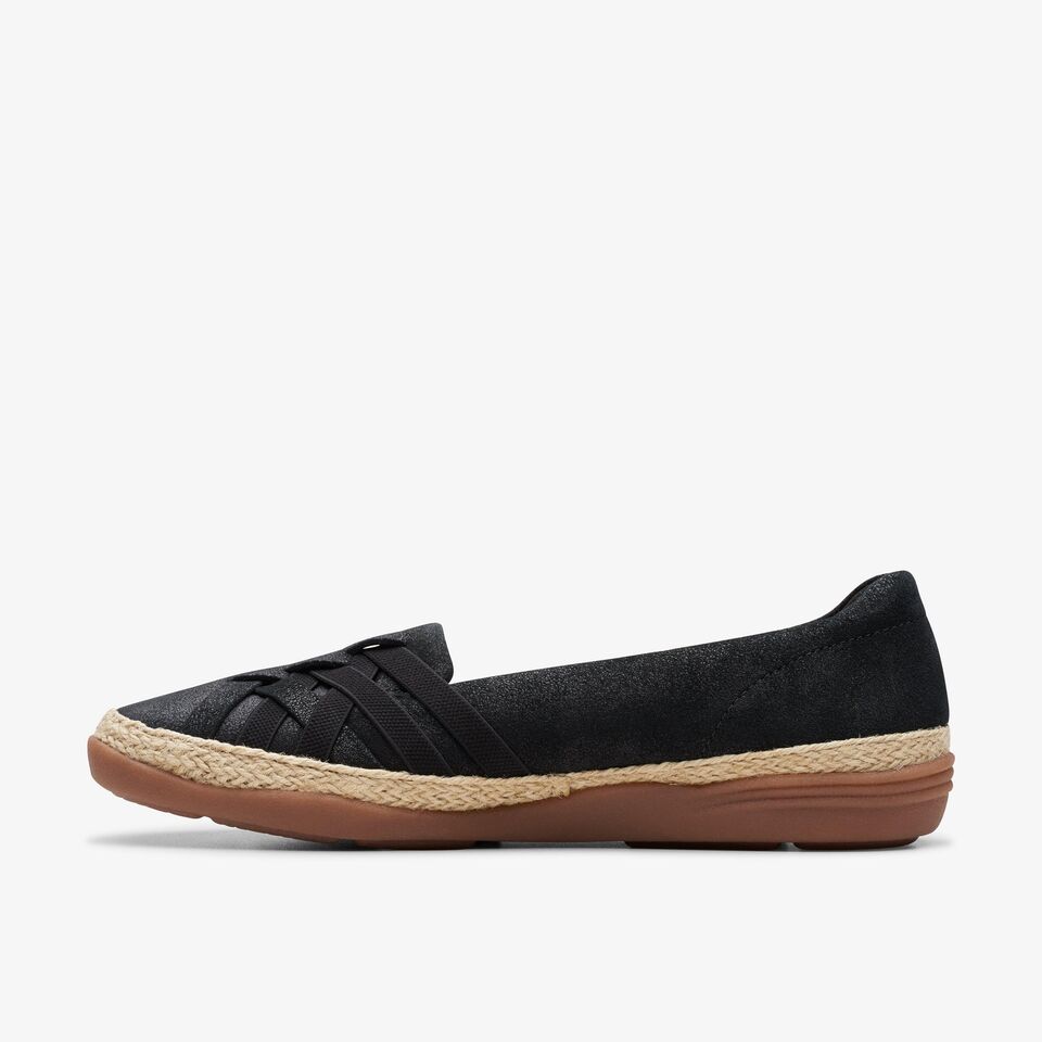 Clarks Women's Elaina Petal Black Suede 26177086 - APLAZE