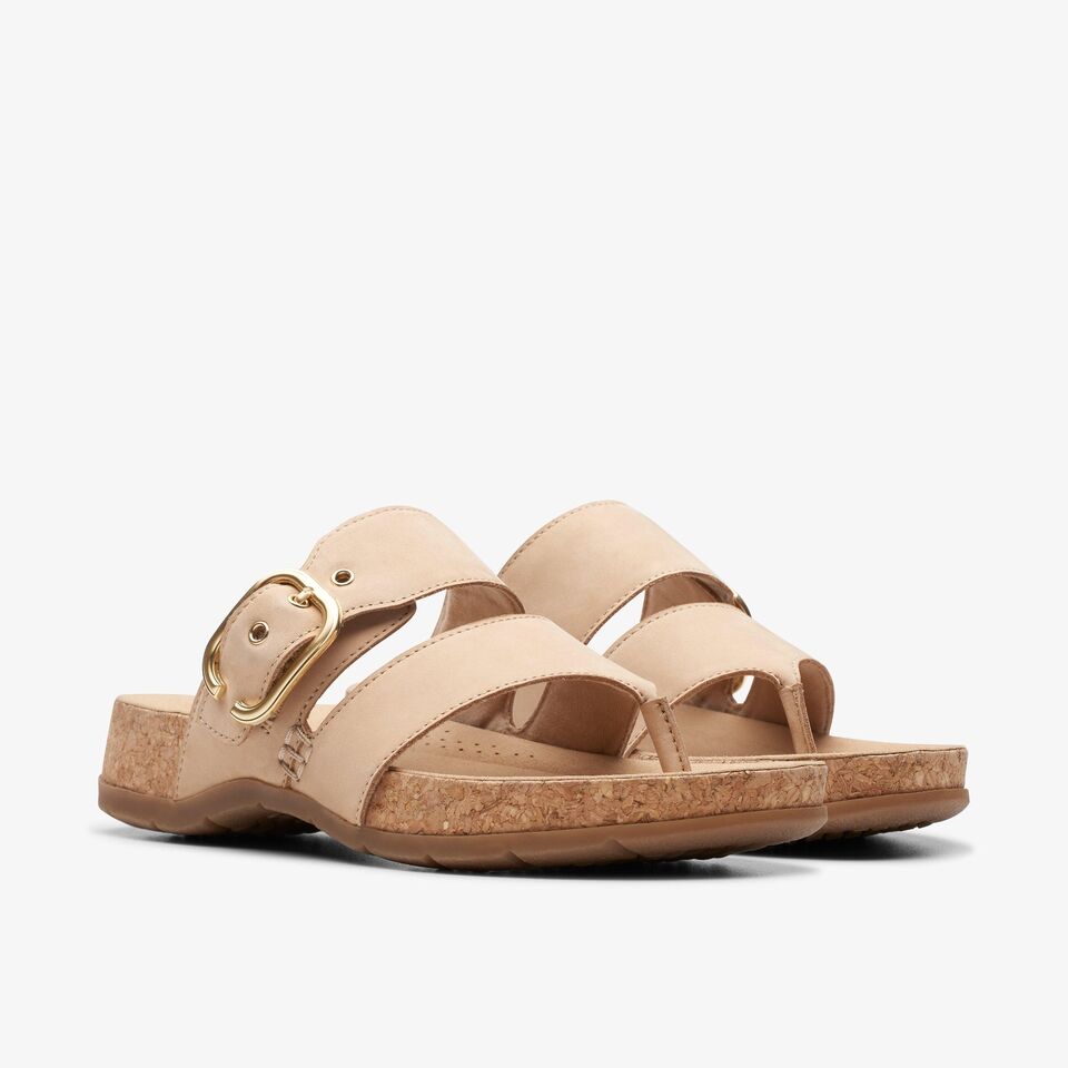 Clarks Women's Reileigh Park sandal Beige Nubuck 26177425 - APLAZE