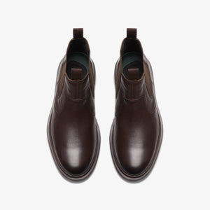 Clarks Men's Burchill Up Dark Brown Leather Chelsea Boot 26179403 - top view