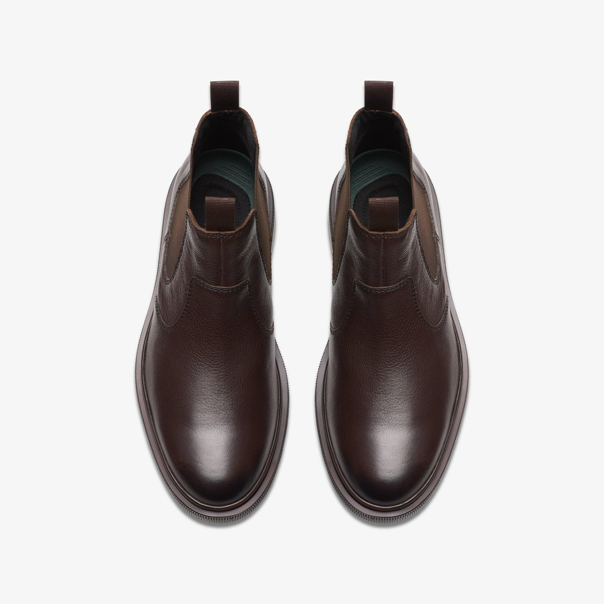 Clarks Men's Burchill Up Dark Brown Leather Chelsea Boot 26179403 - top view
