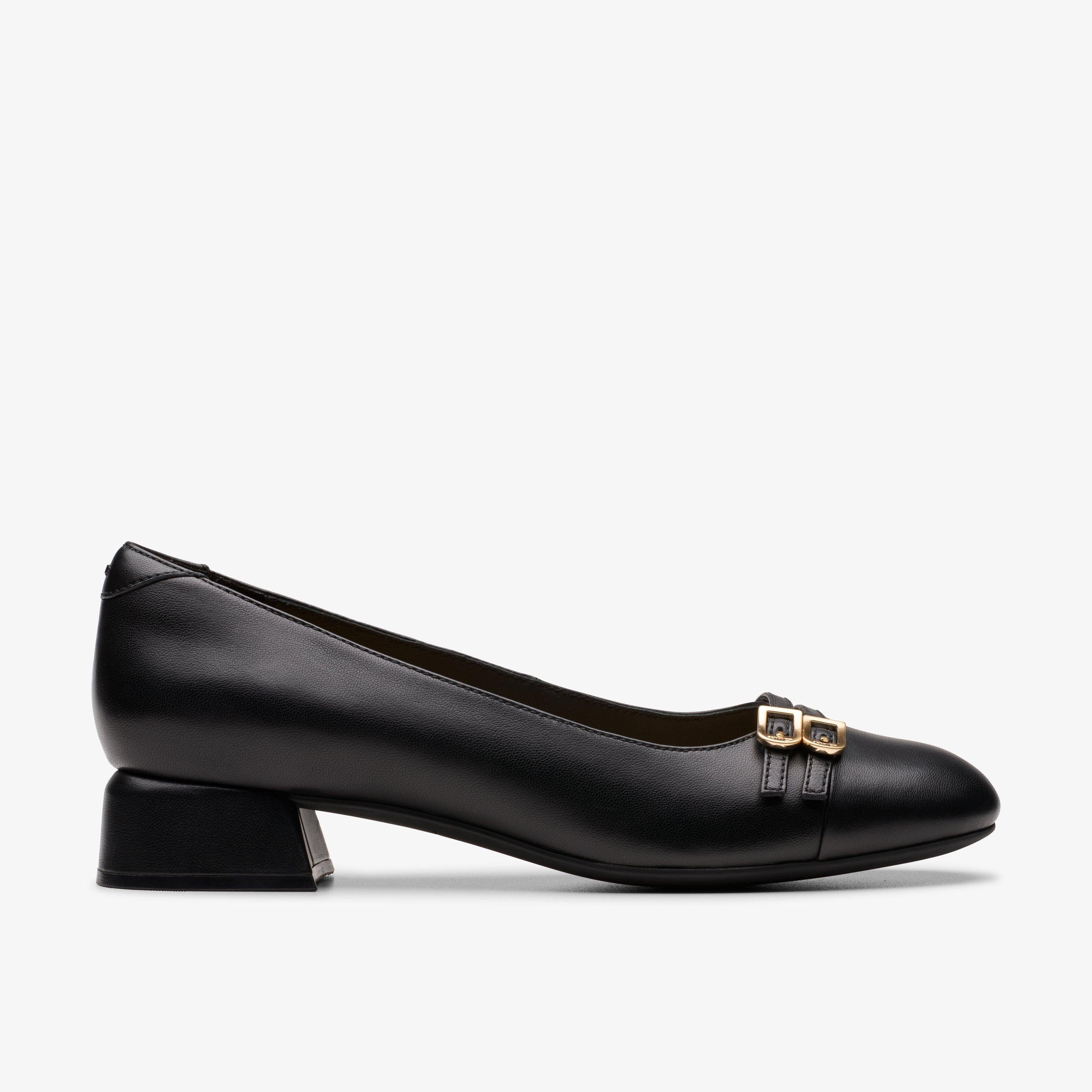 Clarks Womens Daiss30 Court Black Leather Heel 26179533