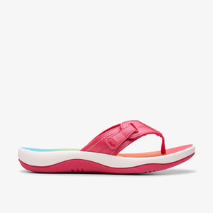 Clarks Womens Sunmaze Loop Bright Pink Ombre Synthetic Flip Flop 26182104