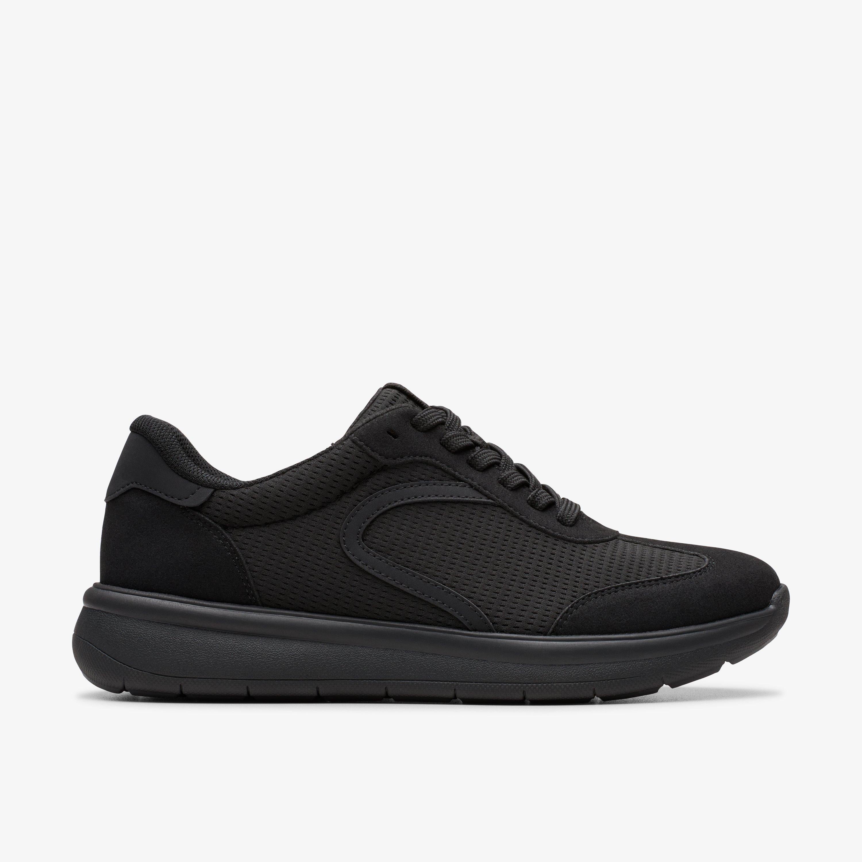 Clarks Women's Ezrinn Lace Black Combi Textile Sneaker 26185288