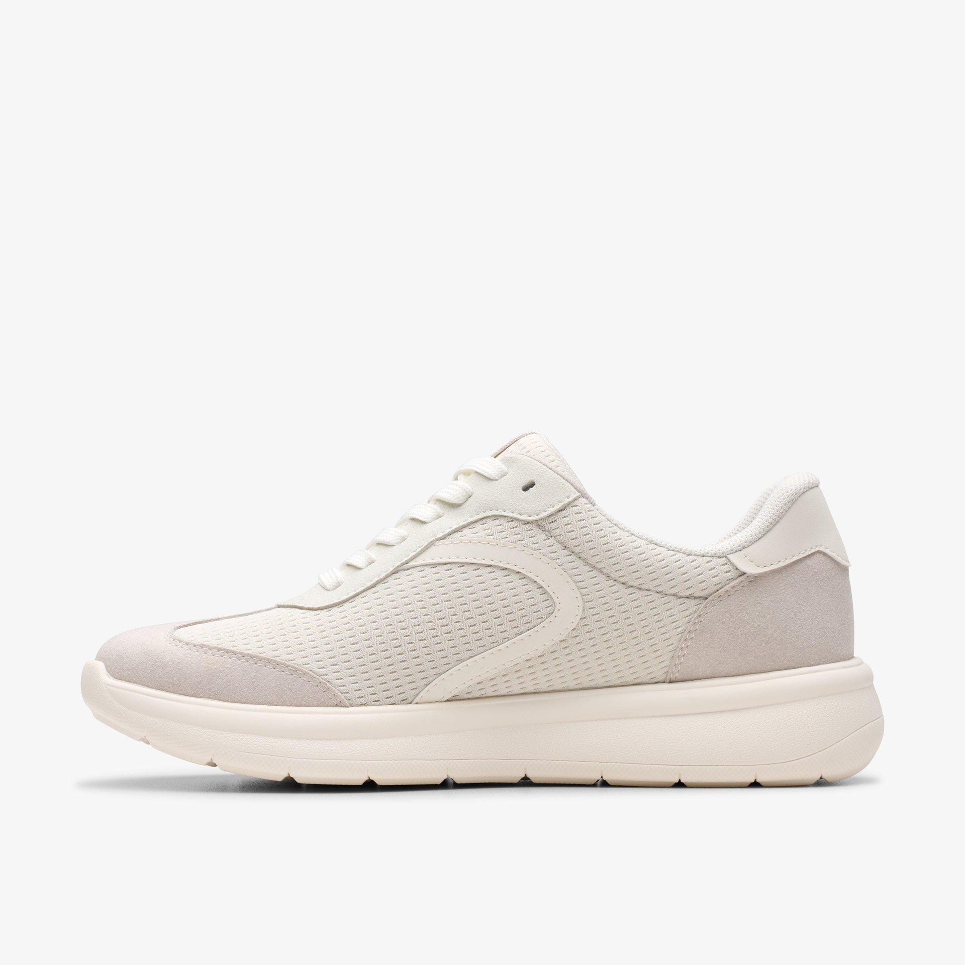 Clarks Women's Ezrinn Lace Off White Combi Textile Sneaker 26185289