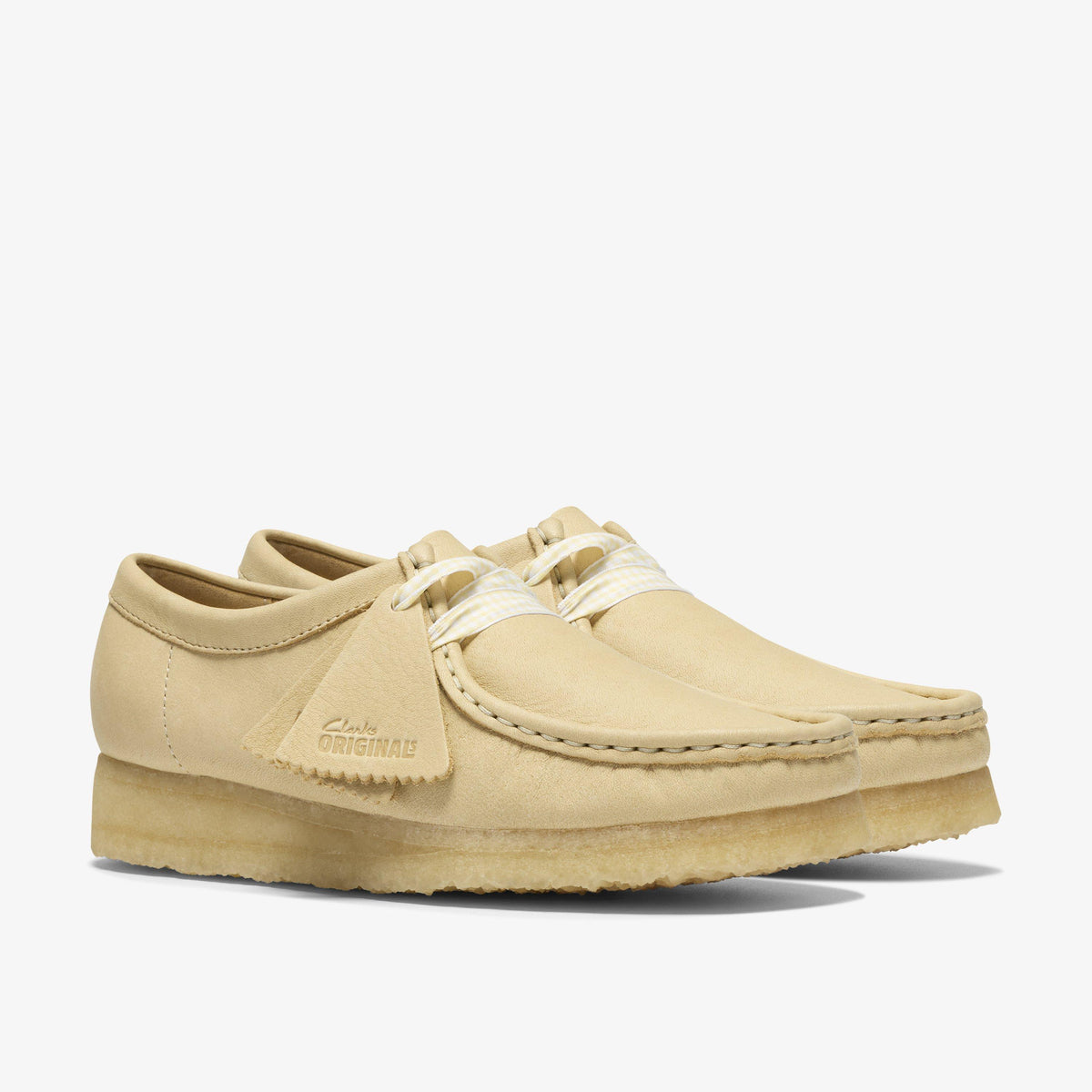 Clarks Originals Women's Wallabee Pale Yellow Leather Shoe 26185626 - three-quarter view
