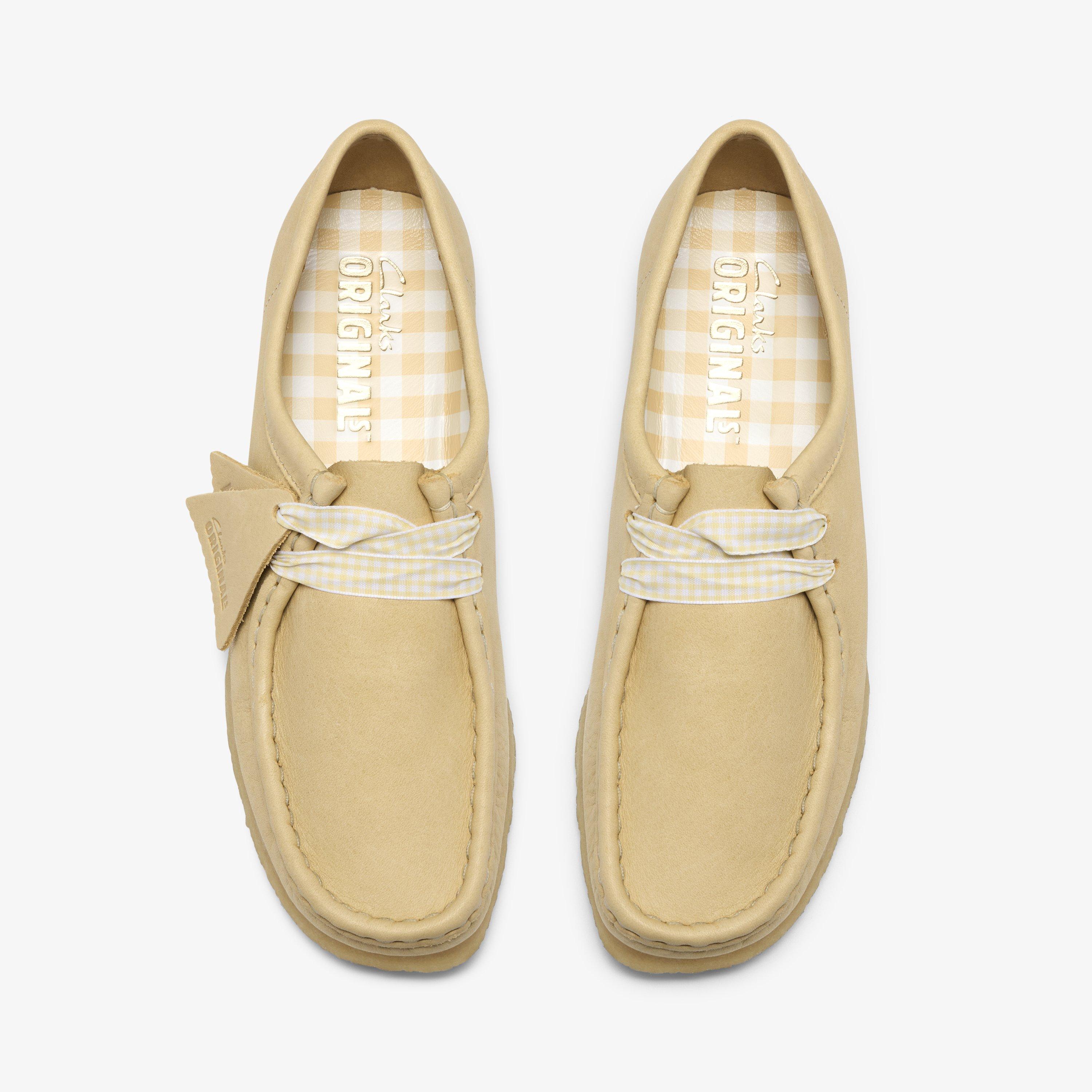 Clarks Originals Women's Wallabee Pale Yellow Leather Shoe 26185626 - top view