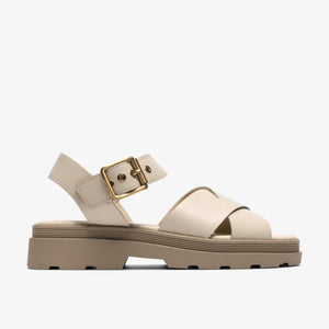 Clarks Womens Orinoco3 Cross Cream Leather Sandal 26186092
