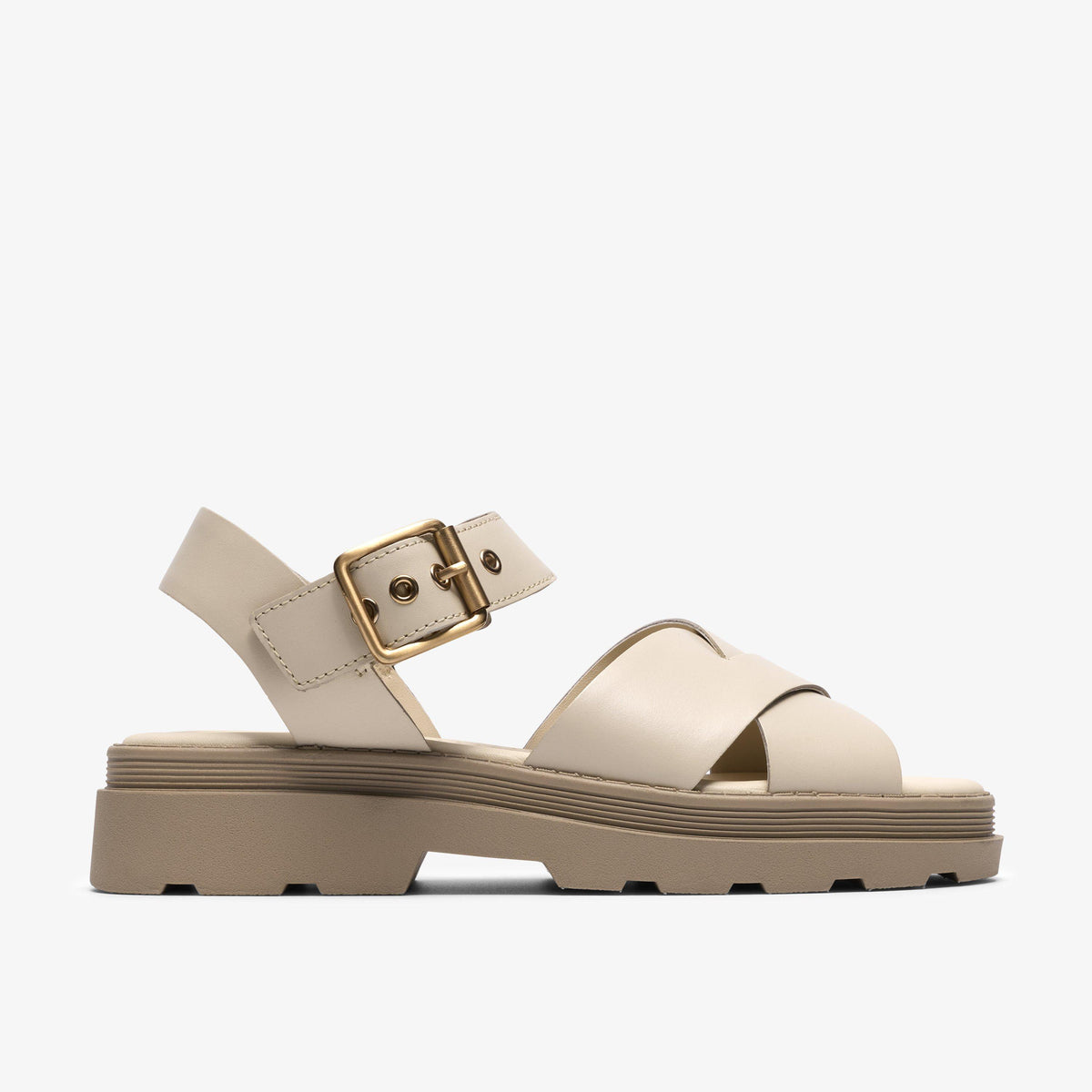 Clarks Womens Orinoco3 Cross Cream Leather Sandal 26186092