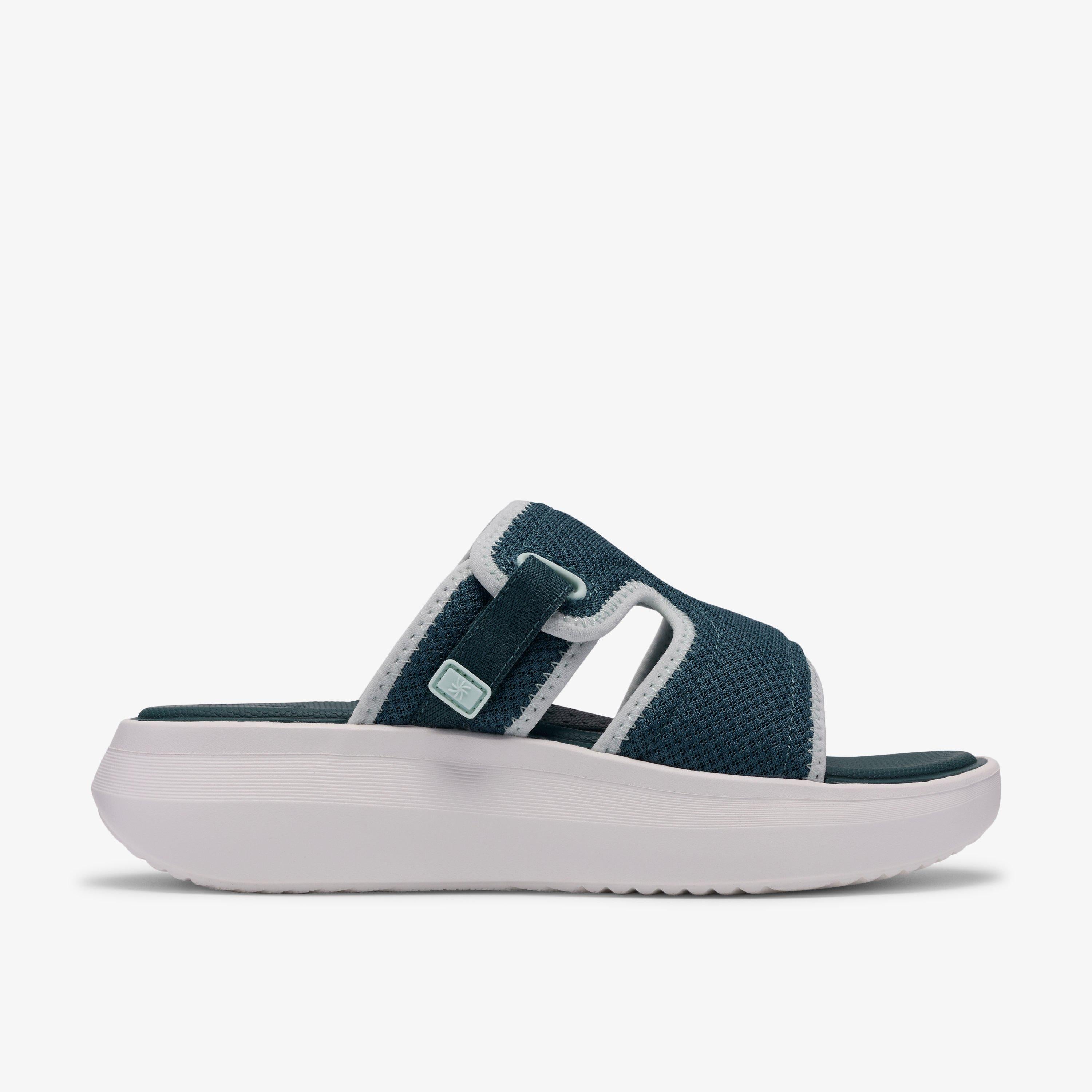 Clarks Womens Solevana Mist Teal Textile Wedge Sandal 26187844