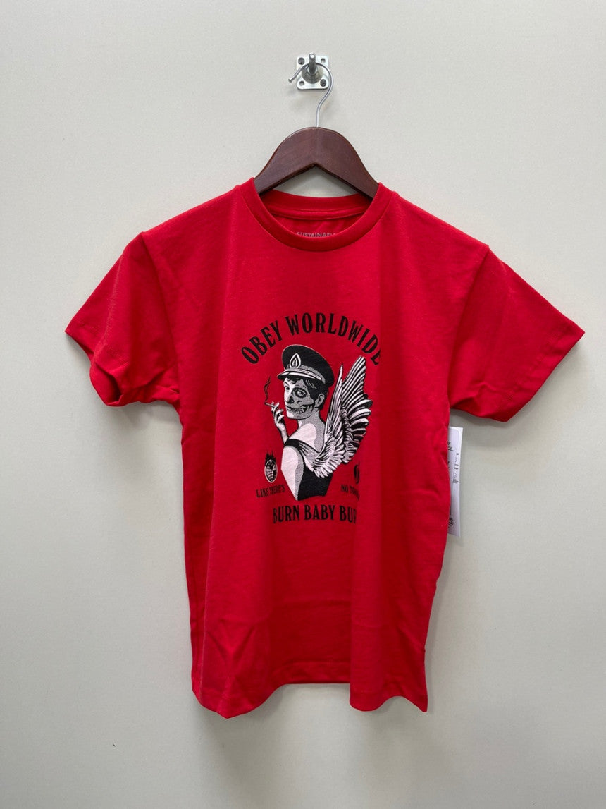 Obey Burn Baby Burn Sustainable T-Shirt Red 267291976 - APLAZE