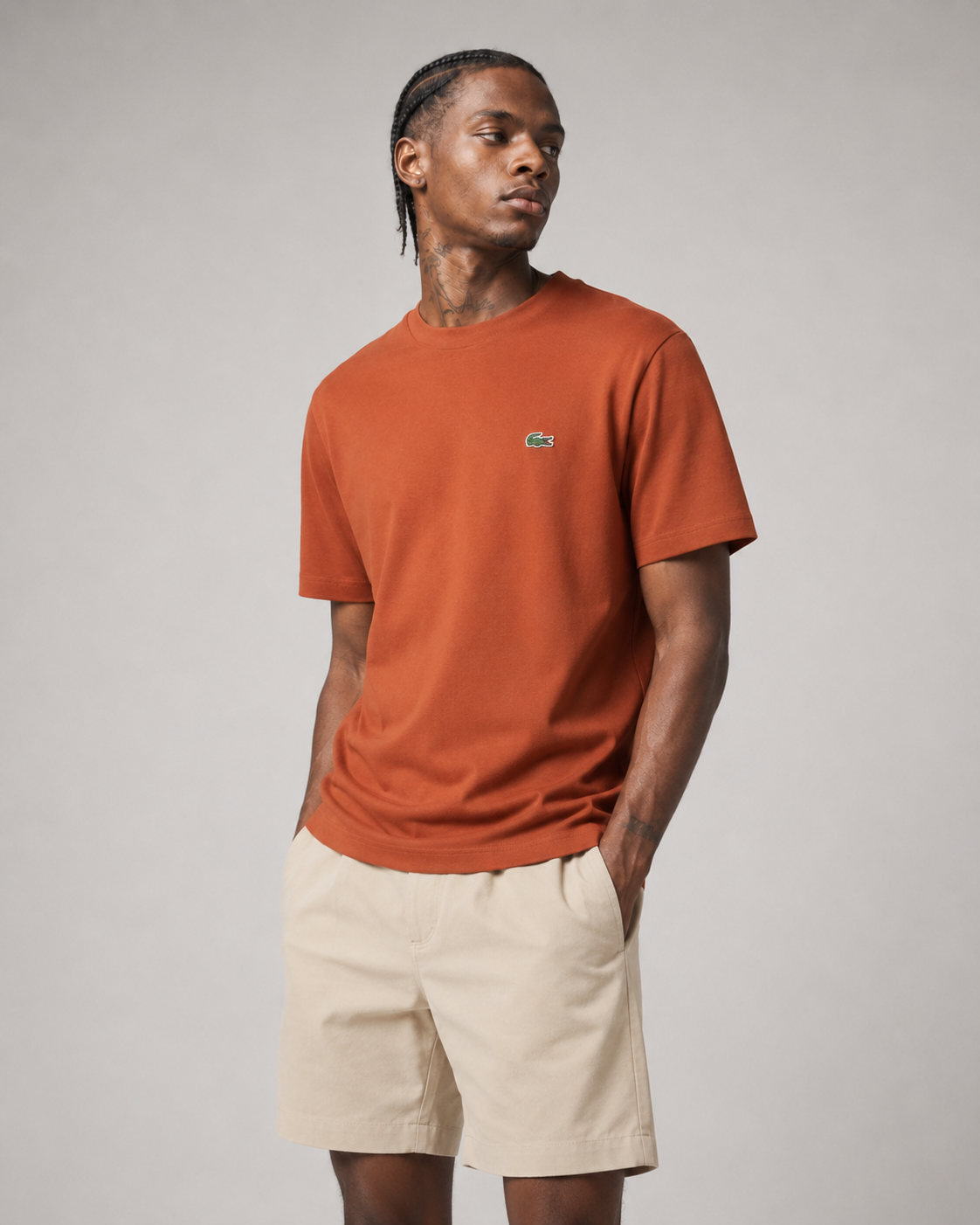 Lacoste Mens Crew Neck Pima Cotton Jersey T-shirt Briquete TH6709 QL2
