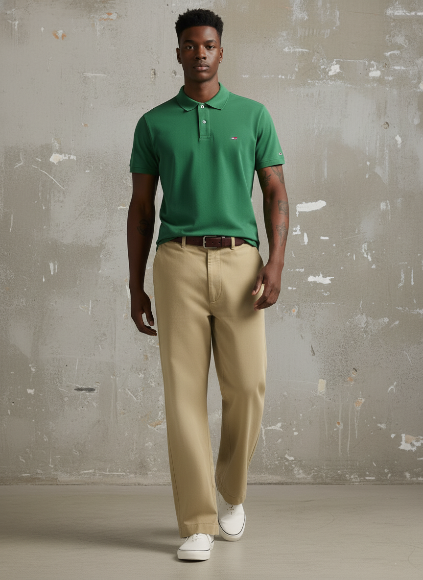 Tommy Hilfiger Men's Justin Short Sleeve Polo Custom Fit T-Shirt Echos Of Green 78J4142 321