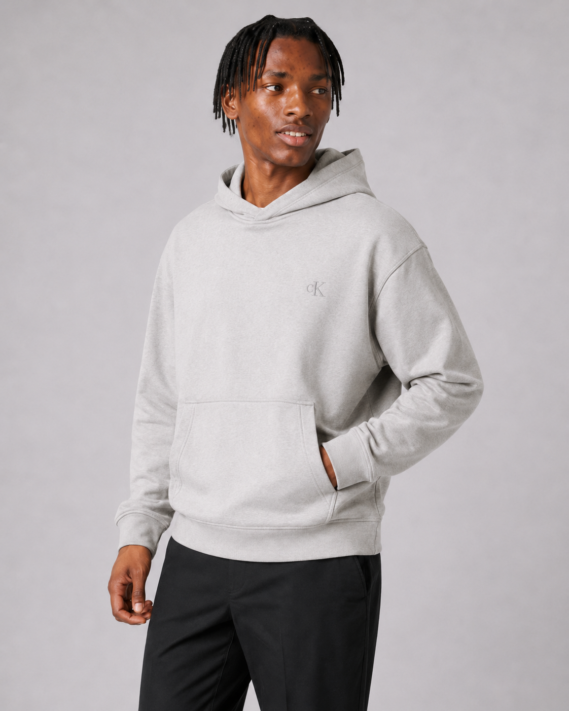 Calvin Klein Men's Archive Fleece Hoodie Silver Cloud 40HM256 102