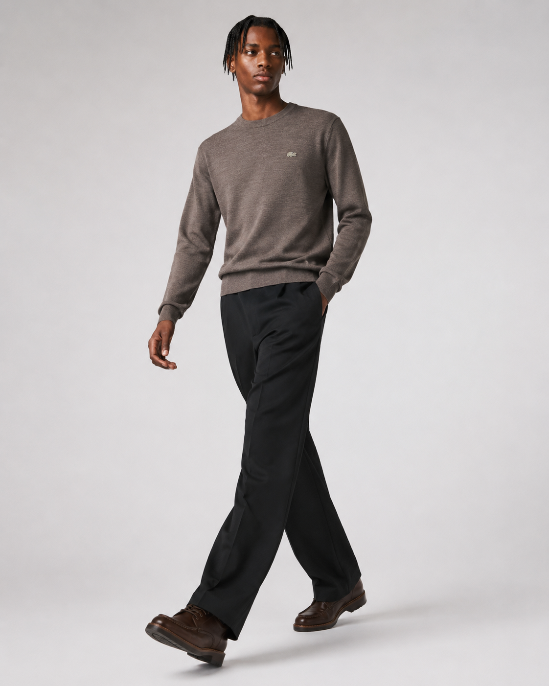 Lacoste Men’s Merino Wool Crew Neck Sweater Brown AH1969-51 ZBC