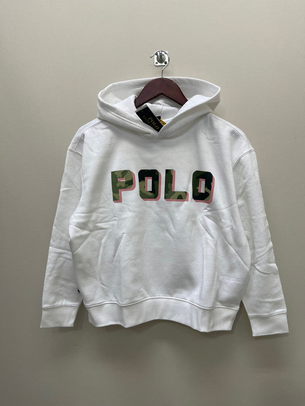 Polo Ralph Lauren Girls Military Camo Logo Hoodie White 313838926001 B10