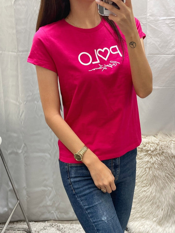 Polo Ralph Lauren Women's Logo Heart T-Shirt Sport Pink 313858651003 B3