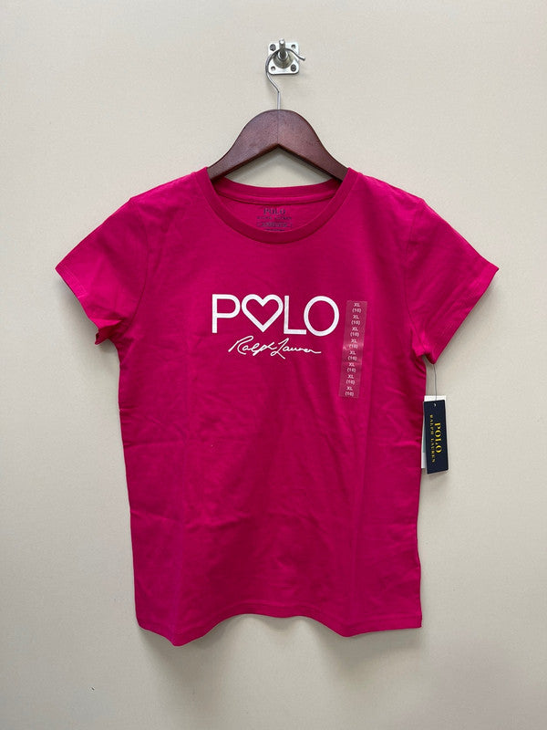 Polo Ralph Lauren Women's Logo Heart T-Shirt Sport Pink 313858651003 B3