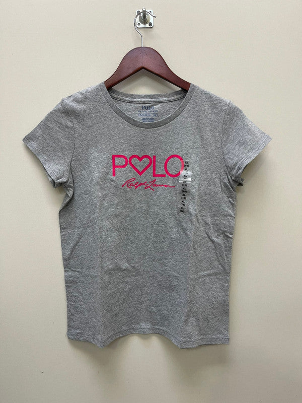 Polo Ralph Lauren Women's Logo Heart T-Shirt Sport Grey Heather 313858651004 B3