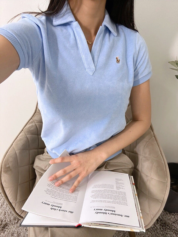 Polo Ralph Lauren Girls Terry Short Sleeve Polo Shirt Blue 313903873001 B11