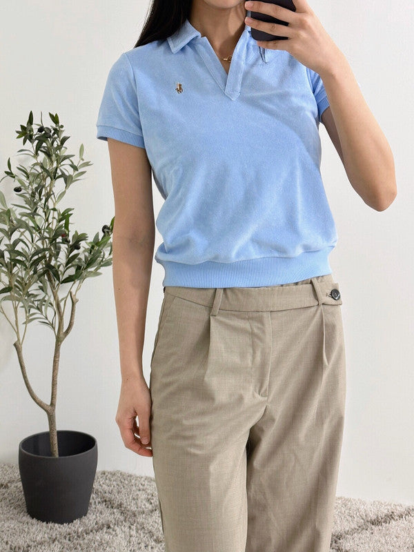 Polo Ralph Lauren Girls Terry Short Sleeve Polo Shirt Blue 313903873001 B11