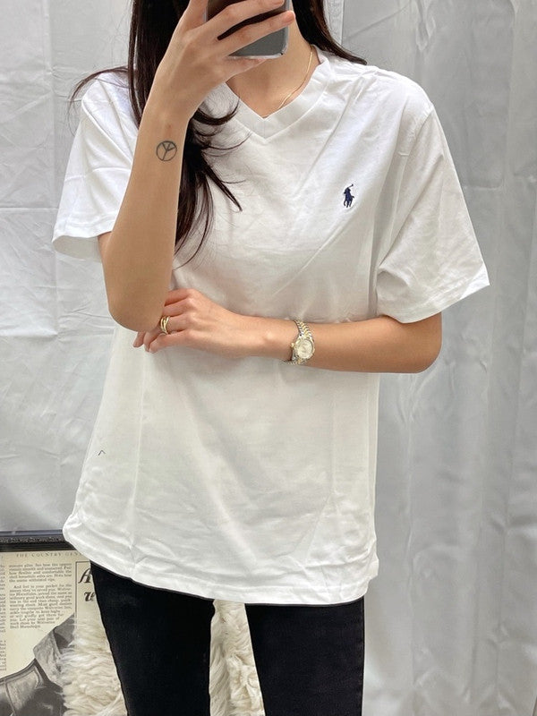 Polo Ralph Lauren Women's Classic V-Neck T-Shirt White 323674983002 B8