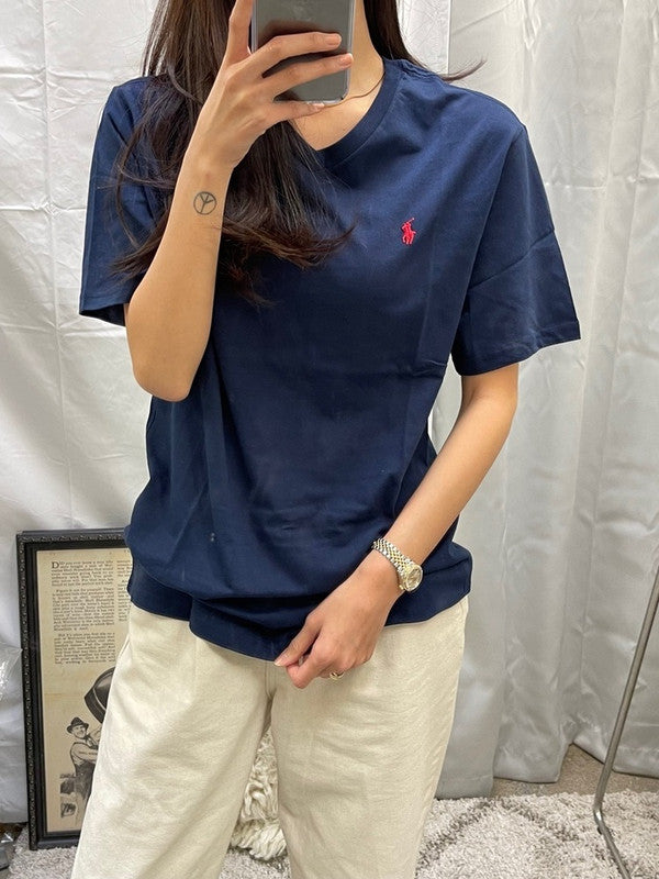 Polo Ralph Lauren Women's Classic V-Neck T-Shirt Cruise Navy 323674983003 B8