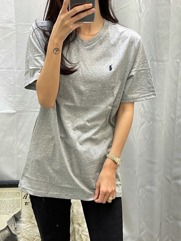 Polo Ralph Lauren Women's Classic V-Neck T-Shirt Andver Heather 323674983005 B8