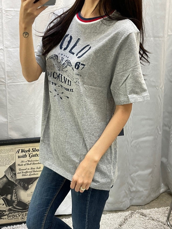 Polo Ralph Lauren Women's Vintage Eagle Graphic T-Shirt Grey Heather 323786360004 B3