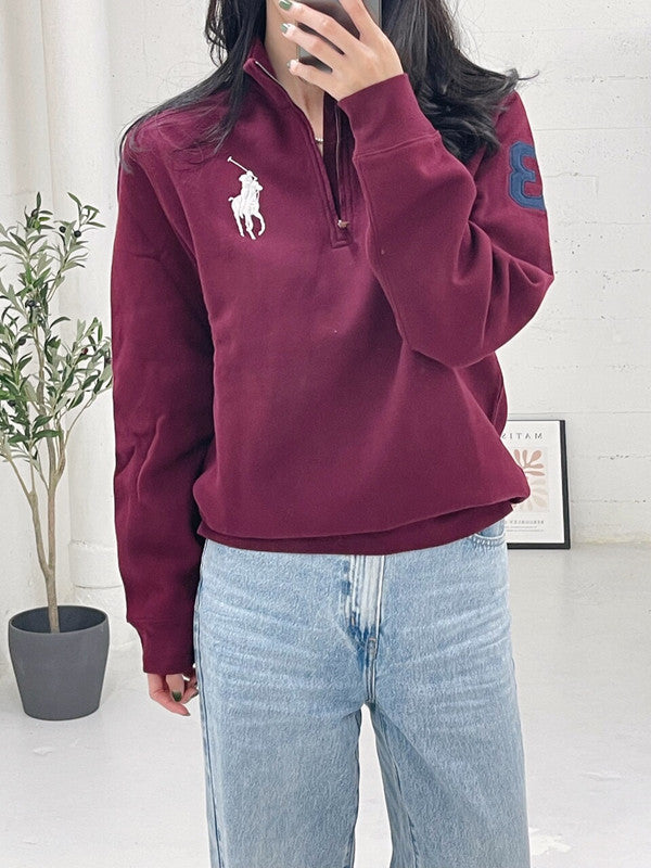 Polo Ralph Lauren Girls Big pony Half Zip Up Sweater Red 323854464003 B7