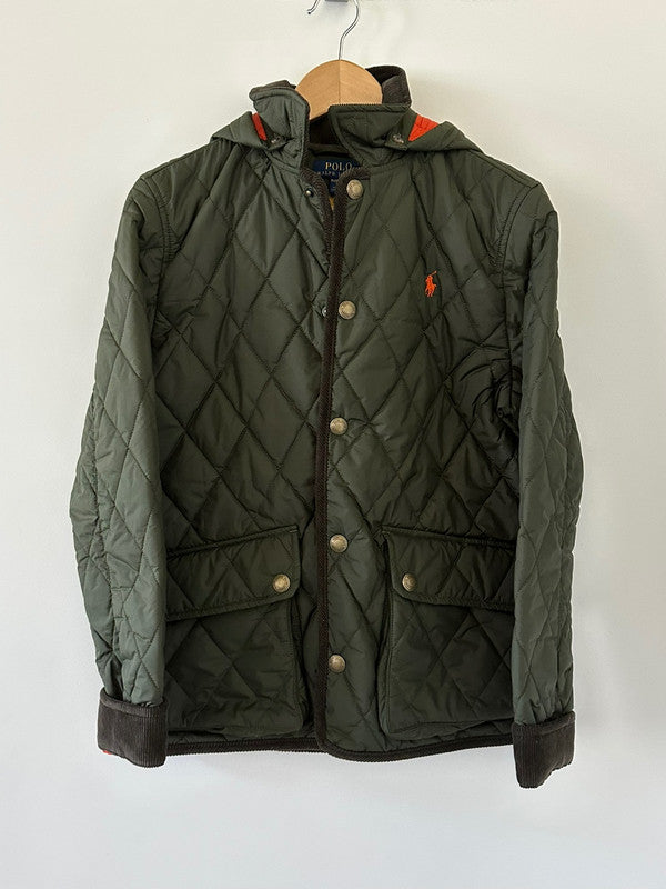 Polo Ralph Lauren Girls Water- Repellent Hooded Barn Jacket Company Olive 323880396001 B2