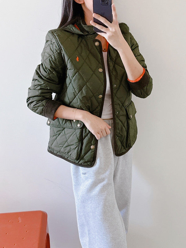 Polo Ralph Lauren Girls Water- Repellent Hooded Barn Jacket Company Olive 323880396001 B2