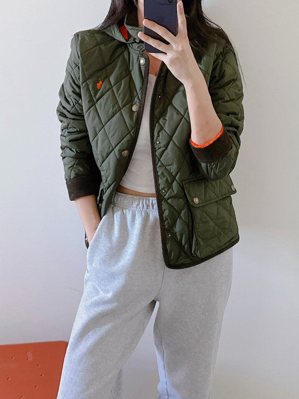 Polo Ralph Lauren Girls Water- Repellent Hooded Barn Jacket Company Olive 323880396001 B2