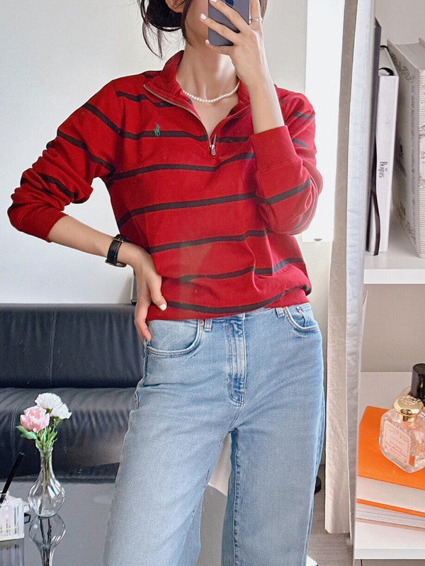 Polo Ralph Lauren Girls Striped Cotton Interlock Pullover Red Multi 323898994007 B7