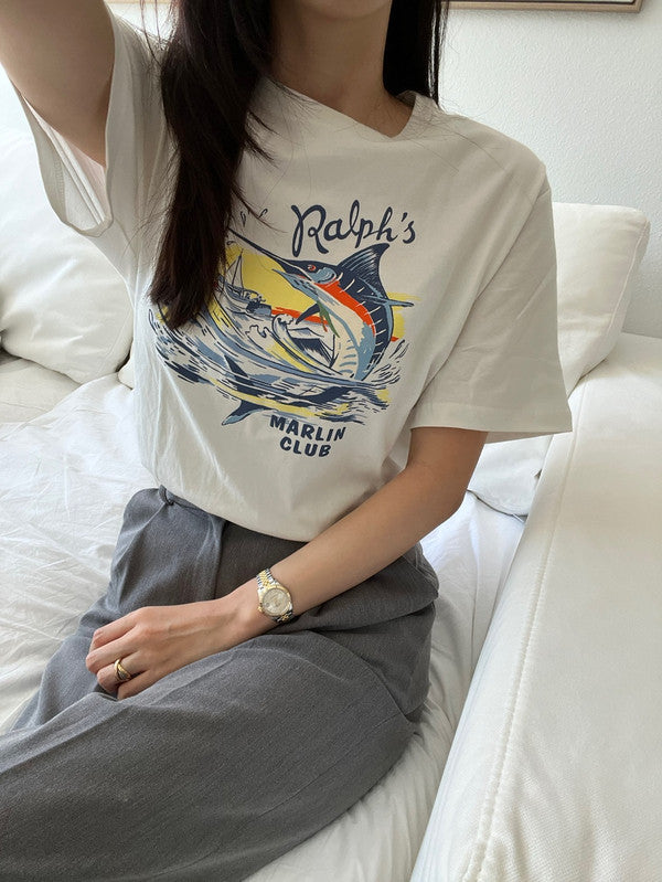 Polo Ralph Lauren Girls Marlin Graphic Cotton Jersey T-Shirt White 323942391001 B8