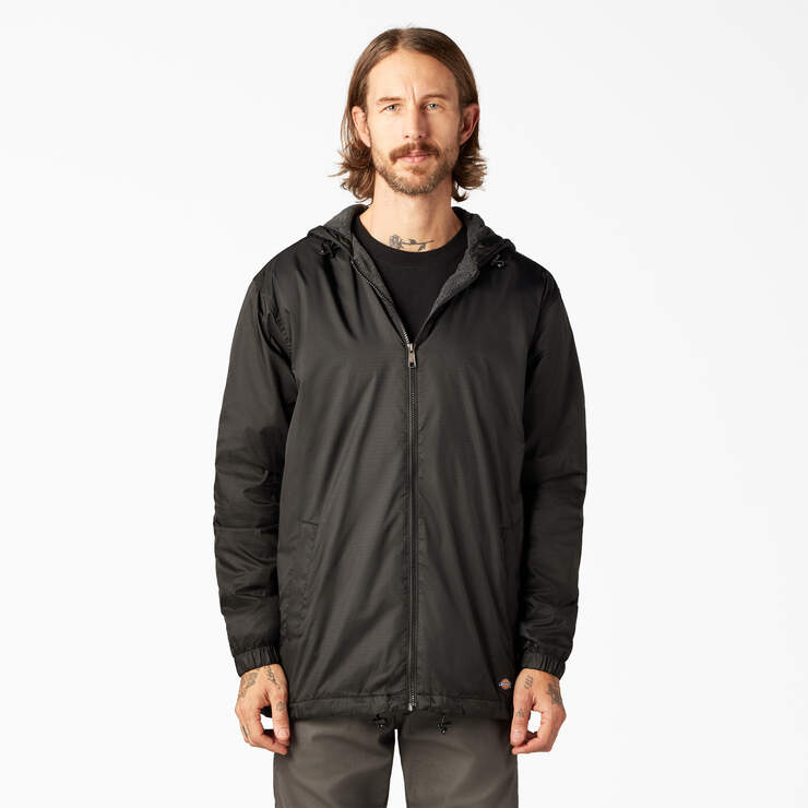 Dickies Mens Fleece-Lined Hooded Nylon Jacket Black A875SBLK