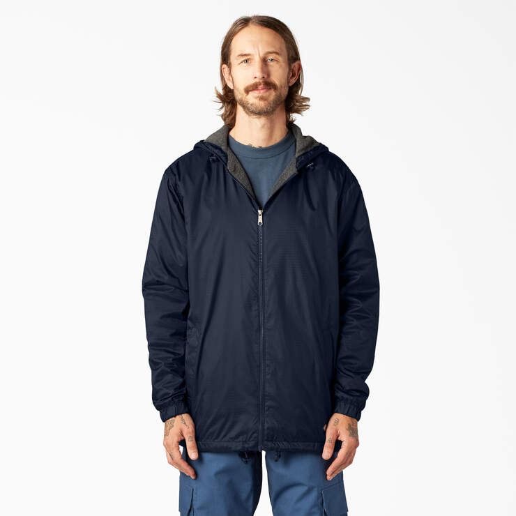 Dickies Mens Fleece-Lined Hooded Nylon Jacket Dark Navy A875S0DN
