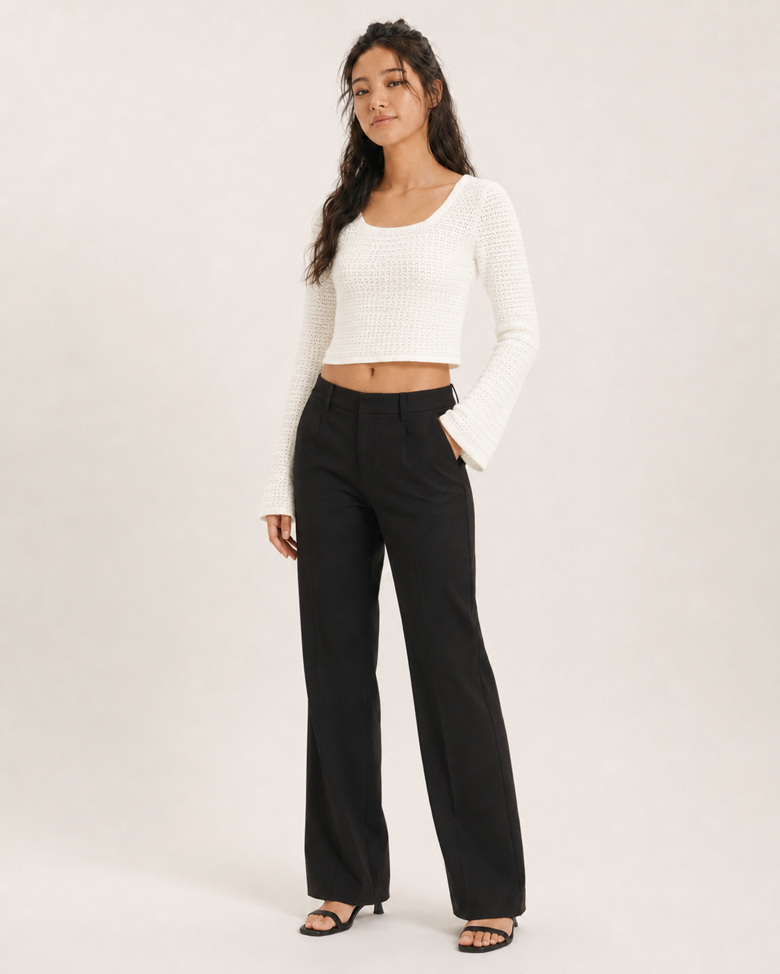 Hollister Women's Crochet-Style Square-Neck Sweater White 35048800116101 ET1