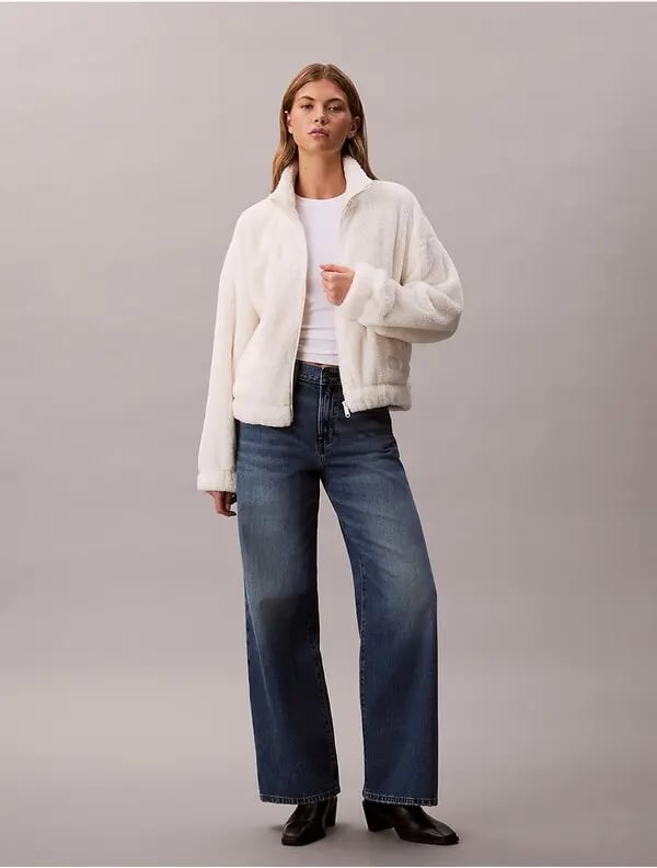 Calvin Klein Women’s Sherpa Jacket Antique White 475006S 100